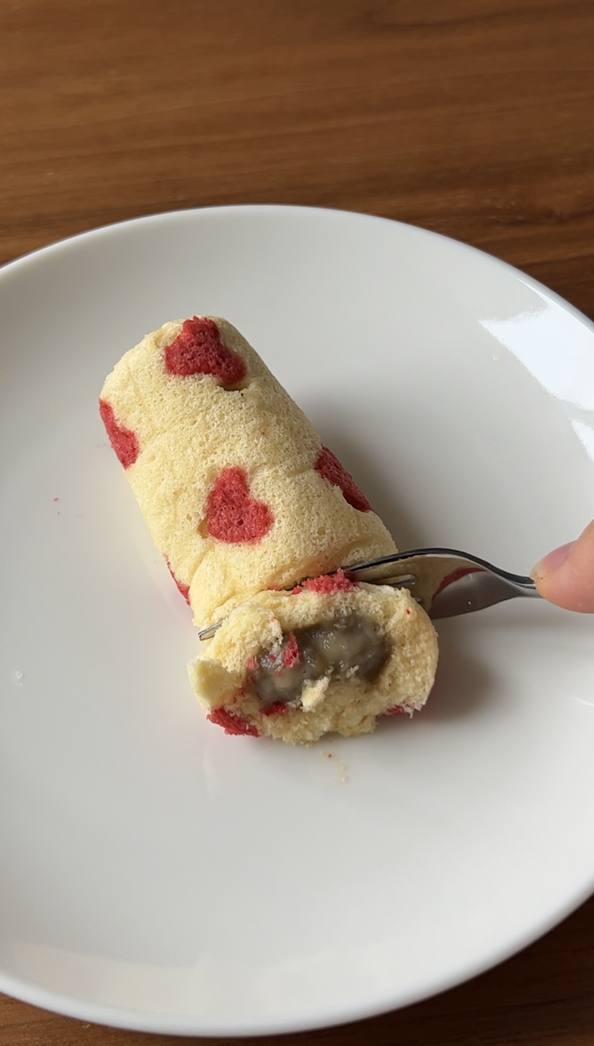 Cutting into a homemade Tokyo Banana